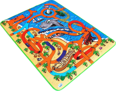 Tapet lojrash ODS Hot Wheels 42021 Shark City, 120cm, sipërfaqe që lahet, shumëngjyrësh