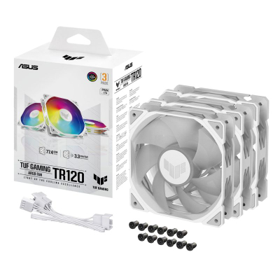 Set ventilatorësh Asus TUF Gaming TF120 ARGB 3in1, 120mm, ARGB, i bardhë