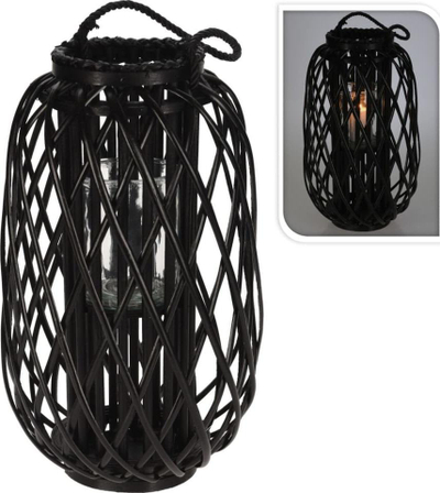 Lanternë dekorative ECD Germany Ried, 50 x 28 cm, me dorezë, e zezë