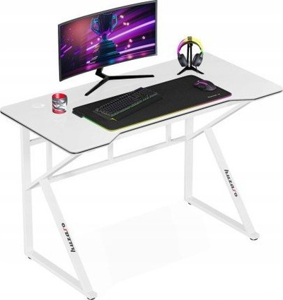 Tavolinë gaming Huzaro Hero 1.6, 120cm, MDF carbon fiber, e bardhë