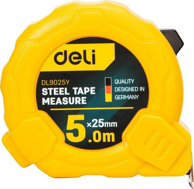 Metër Deli Tools EDL9025Y, 5m, 25 mm, e verdhë