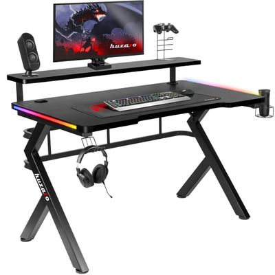 Tavolinë lojrash Huzaro Hero 5.0, 120x60 cm, 25 mm, RGB LED, e zezë