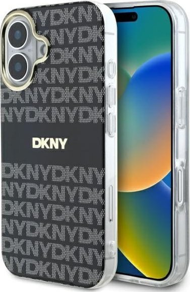 Kllapë telefoni DKNY Repeat Pattern Tonal Stripe MagSafe, për iPhone 16, e zezë