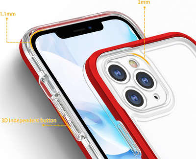 Mbështjellës telefoni Hybrid Armor për iPhone 11 Pro, transparent me kornizë të kuqe