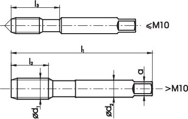 Set çepa filiere HSS A1 TAP DIN2181, M14x1.5, LH, gri metalik