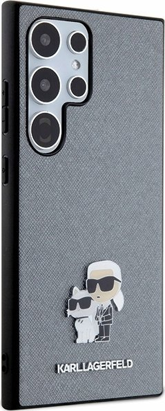 Mbrojtëse telefoni Karl Lagerfeld Saffiano Karl &amp; Choupette, për Samsung Galaxy S24 Ultra, lëkurë eco, gri