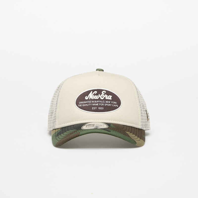 Kapelë trucker New Era Oval Patch Logo Contrast Peak, bezhë camo