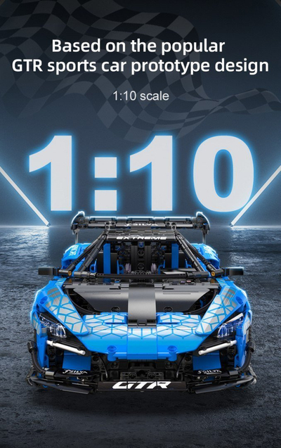 Lodër konstruktore CaDA Dark Knight GTR, 2088 copa, shkallë 1:10, blu