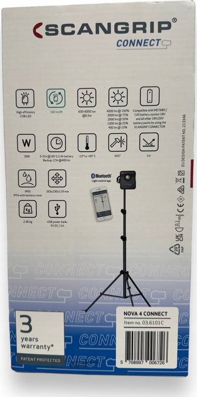 Reflektor pune LED Scangrip CONNECT NOVA 4, 4000 lumen, IP65, pa bateri