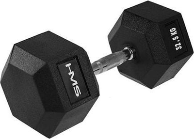 Hantel HMS HEX PRO, 32.5 kg, çelik me veshje gome