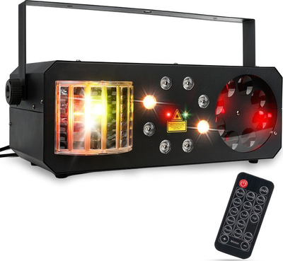 Efekt drite Light4Me PARTY III V2, multiefekt LED me lazer, me telekomandë, i zi