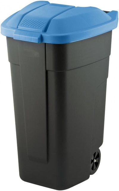 Канта за отпад CURVER, 110L, за одделување хартија, црна со син капак