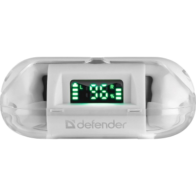 Kufje wireless Defender Twins 916, Bluetooth 5.0, kuti karikimi me ekran, të bardha