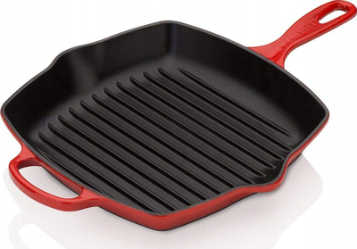 Tigan grili Le Creuset Signature Square Grill, gize me emalim, portokalli e kuqe