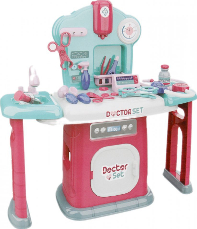 Set lojrash doktori MEGA CREATIVE Little Doctor 500759, tavolinë mjekësore, me dritë edhe zë, rozë me blu marin