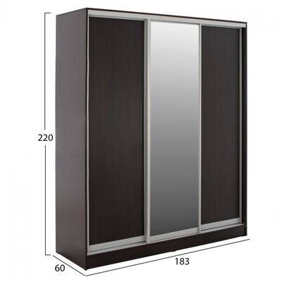 Dollap rrëshqitës ADLER HM2461.02, melaminë, 183x60x220 cm, me pasqyrë, wenge i errët