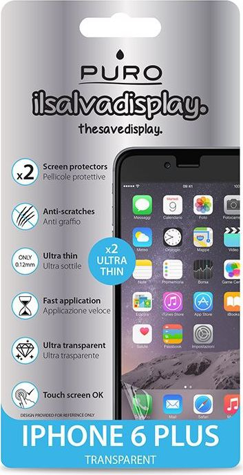 Fletë mbrojtëse Puro për iPhone 6 Plus, set 2 copë, transparente