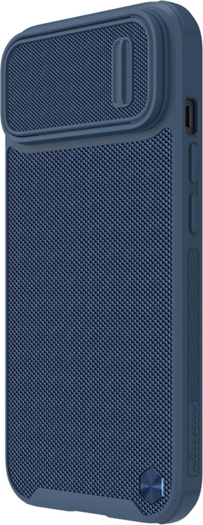 Mbulesë telefoni Nillkin Textured S për iPhone 14 Plus, me kapak kamere, blu