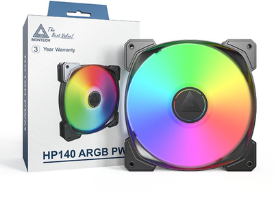 Вентилатор за куќиште Montech HP140 ARGB, 140mm, ARGB осветлување, црн