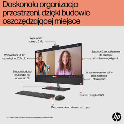 Kompjuter All-in-One HP 6J9N3EA, 31.5\", i5-12400T, 16GB RAM, 1TB SSD, GTX 1650, i zi