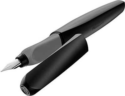 Stilolaps stilograf Pelikan Twist P457, me fishekë boje, majë çeliku inoks, i zi