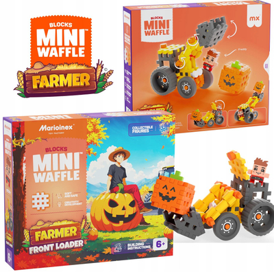 Set ndërtimi Marioinex Mini Waffle Farmer Front Loader, eskavator me krah lëvizës, shumëngjyrësh