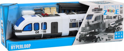 Лодка патнички воз DIY Passenger Train Turning Tracks, со светла и звуци, бела