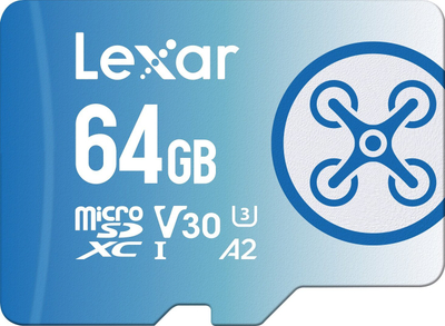Kartë memorje Lexar FLY 1066x MicroSDXC, 64GB, UHS I U3 V30 A2, blu