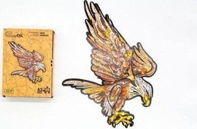 Puzzle druri PuzzleOK Eco Carpathian Eagle, 125 pjesë, formë shqiponjë, A3
