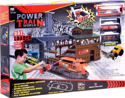Set tren lodër RC0507, tren mallrash me pult, me shina dhe stacion, shumëngjyrësh