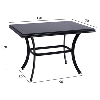 Tavolinë ngrënieje alumini Jaxen 120×70×78 cm (HM5533.02), zezë