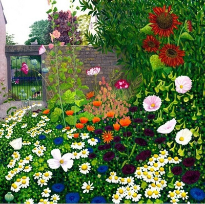 Kartolinë Susan Entwistle Garden Behind the Wall, me zarf, shumëngjyrëshe