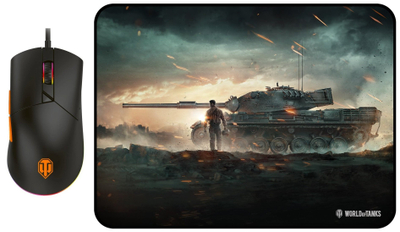Set gaming maus dhe mauspad World of Tanks, RGB, me kabllo, i zi