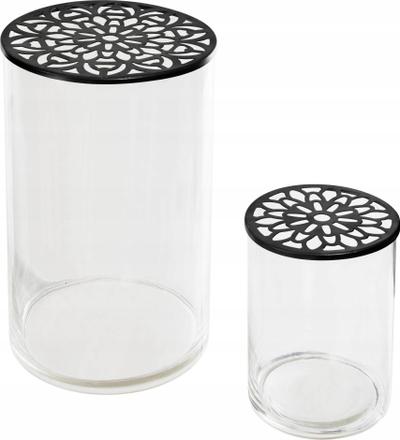 Set vazo xhami Atmosphera, 2 copë, 25 x 15.1 cm, kapak i zi