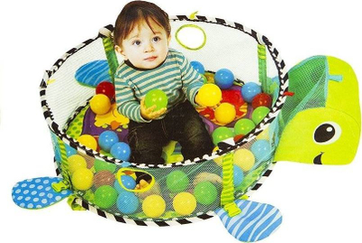 Tapet edukativ me topa Leantoys Turtle 3 në 1, pishinë topash, me hark lodrash, shumëngjyrësh