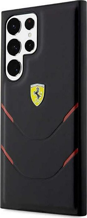Kllëf telefoni Ferrari Hot Stamp për Samsung Galaxy S23 Ultra, polycarbonate TPU, mbrojtje kundër goditjeve, i zi