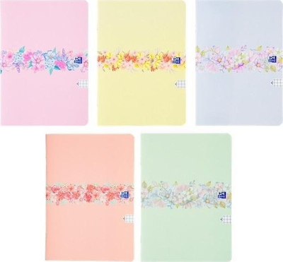 Fletore Oxford Flowers, A5, 60 fletë, katrorë, set 5 copë