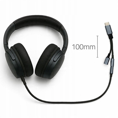 Adapter USB C Qoltec 2 me 1, jack 3.5mm, PD 15W, gri