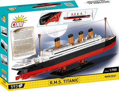 Set ndërtimi COBI R.M.S. Titanic 1680, model anije, bazament ekspozimi, shumëngjyrësh
