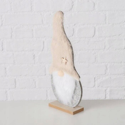 Figurë Krishtlindjesh Boltze, xhuxh Imka prej ndjese, 29 cm, gri