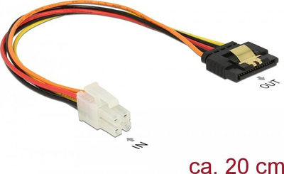 Kabllo furnizimi Delock SATA 15-pin në 4-pin, 0.2 m, portokalli