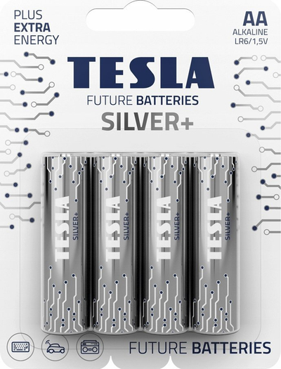 Bateri alkaline TESLA Silver+, AA LR6, 1.5V, set me 4 copë