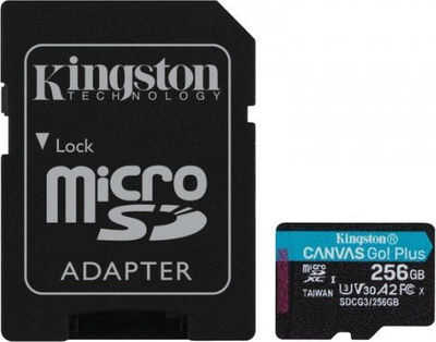 Kartë memorie Kingston Canvas Go Plus Micro-SD, 256GB