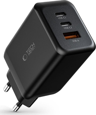 Karikues muri Tech-Protect C65W, 65W, 2x USB-C PD edhe USB-A QC 3.0, i zi