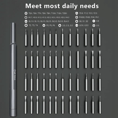 Set tornavidash precize UF-TOOLS 48in1, 48 bita, dorezë alumini, argjendtë
