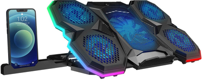 Bazë ftohëse për laptop Rampage AD-RC14 X-RANGER, 9-17", RGB, e zezë