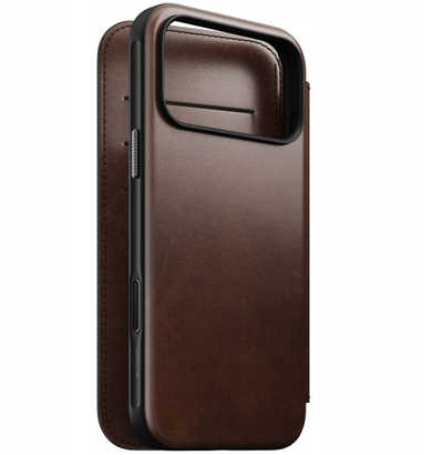 Këllëf folio Nomad Modern Leather për iPhone 17 Pro Max, lëkurë Horween, kafe