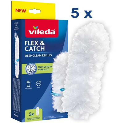 Refill për fshesë pluhuri Vileda Flex&Catch, set 5 copë, të bardha