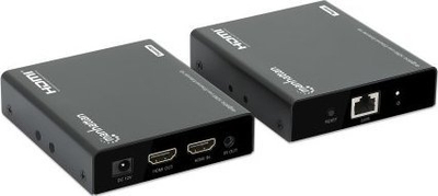 Kit zgjatës HDMI Manhattan 4K, mbi rrjet (Ethernet), 60Hz, i zi