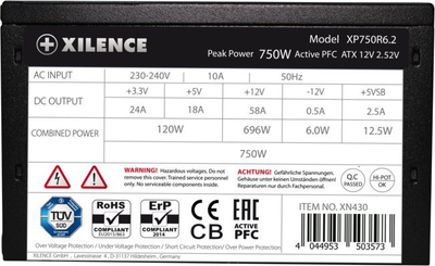 Burim energjie Xilence Performance C+ XP750R6.2 XN430 ATX, 750W